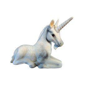 Vintage Harvey Knox Bisque Unicorn Figurine, Hand Painted White Gray Japan